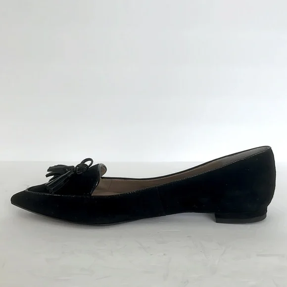 Ann Taylor Women's Tassel Penny Loafer Flat Suede Slip On Black Shoes Size 8.5M - Picture 4 of 7